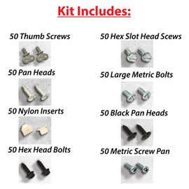 EZ458 License Plate Hardware Kit - 400 Piece Variety Pack, Stainless Steel Screws, Nylon Inserts, Black Screw Covers for License Plates, Frames & Covers