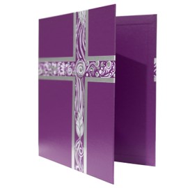 Violet Ceremonial Binder with Silver-Tone Foil | 1 Inch Spine | Three Ring with Interior Pocket | Purple Liturgical Color for Advent, Lent, and Funerals | Perfect for Holding Readings or Sheet Music