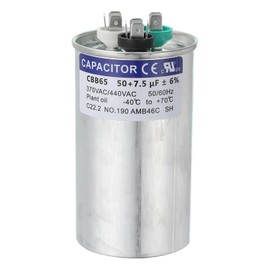 PATIKIL CBB65 Capacitor, 50+7.5uF 370-440 VAC 50/60Hz Aluminium CBB65 Air Conditioner Motor Starting Round Capacitor for HVAC Systems, Air Conditioner, Heat Pump