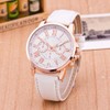 Women's Diamond Crystal Rhinestone Leather Quartz Wrist Watch (A White)