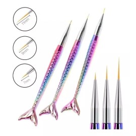 Xiaoya 3 Pinceles Liner Fino Mano Alzada Nail Art Decora Uñas Gel