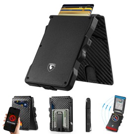GSOIAX Wallet For Men RFID Blocking Smart Pop Up Card Wallet Money Clip ID Window Metal Aluminum Credit Card Holder Mens Minimalist 14 Cards Bifold Wallet