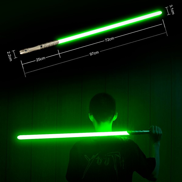 YDD GENIUS Jedi Sith LED Light Saber Force FX Lightsaber with Loud Sound and High Light, Metal Hilt, Rechargeable Lightsaber Toy for Cosplay Party(GREEN)