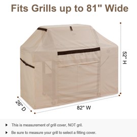 PATIOASIS Large Grill Cover 82 Inch 600D Water Proof Outdoor Oversize Barbecue Smoker Grill Cover