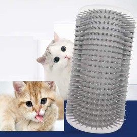 Cat Self Groomer with Catnip(Longer),Wall Cat scratcher，Cat Grooming Comb, cat brush for shedding and grooming, Corner cat Scratcher and Brush,cat stuff, cat massager and toy ALPENKOK