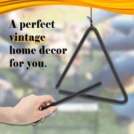 Wrought Iron 9'' Triangle Dinner Bell with Hanger & Call Striker Ringer for Home, Barn, School, Church, Playground, Chuck Wagon Decor