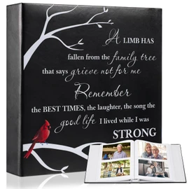 ReliThick Cardinal Funeral Photo Album 4 x 6 Inch 200 Blank Pages Memorial Leather Memory Album Scrapbook for Memorial Service Celebration of Life Decor in Loving Party Supply(Remember the Best Times)