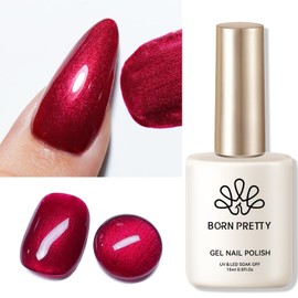 Born Pretty Pearl Gel Nail Polish, Shimmer Glitter Shiny Scarlet Ruby Pearlescent Nail Polish Mermaid Gel DIY Manicure Art Gift 15ML
