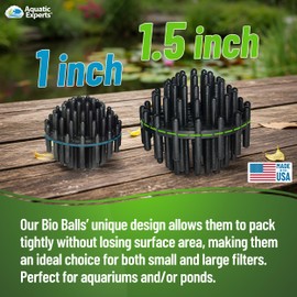 Aquatic Experts Bio Balls Filter Media Bulk, 1.5 Inch Large Bio Balls for Pond & Aquarium Filters, Pond Filter Media for Outdoor Ponds, (300 Count with 14" x 20" Mesh Bag, 1.5 Inch)