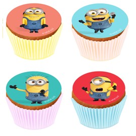 Kardasis Minions Cupcake-Aufleger Muffin Dekoration | Essbarer Aufleger für Torten und Kuchen | Tortendekoration für den Minions Themengeburtstag | 5,3cm + 12 Stücke