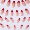 30 PCS Red French Tip Press on Nails Almond Red