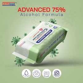 Advanced - Toallitas antisépticas multiusos con 75% de alcohol (50 unidades x 1 paquete = 50 toallitas)