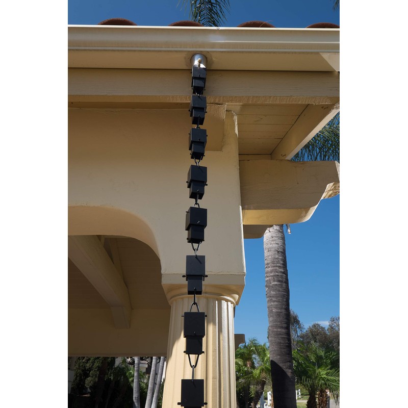 Monarch Rain Chains AluminumMulti Cube Rain Chain, 8.5 Ft Black