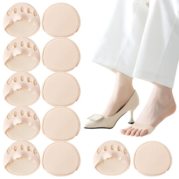 TAGVO 6 Pairs of Forefoot Pads for Women, Honeycomb Fabric, Breathable, Sweat-Absorbing, High Heel Forefoot Pads, Reusable, Bunion Pads for Metatarsal Pads, to Relieve Fatigue Pain