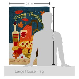 Angeleno Heritage Thanksgiving Tapestry Wood Dowel Set Rod Home Banner Textile Poster Flag Stand Pole Room Wall Scroll Hanging Thanks Feast Indoor Decor, Fall Gifts Made in USA