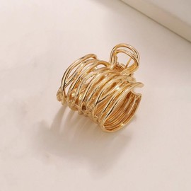 2pcs Metal Spiral High Ponytail Holder, 1.38 * 1.58in Small Shark Hair Clips No Damage Hair Non-slip Hair Claw Clip for Women&Girls (Gold)