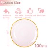 100PCS Transparent Pink Gold Plastic Plates, 10in Dinner Plate