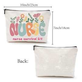 CREATCABIN Nurse Survival Kit Bag, Cosmetic Multi-Purpose Makeup Bag, Canvas Pen Case, Toiletries, Funny Travel Bag with Zip for Nursing Students, 25 x 18 cm, Nurse-060