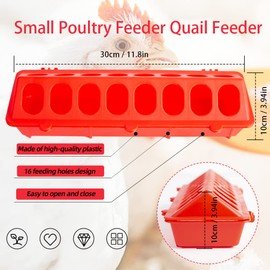 OUYOLAD 4 Plastic Flip Top Bird Small Poultry Feeder for Pigeon Chicken Feeders Quail Feeder Chick Feeder No Waste Bird Feeder Multihole Birds Feeding Dish Dispenser (4 Red)