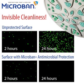 AquaDance Antimicrobial – Anti-Clog High-Pressure 6-Setting Hand Shower with Microban Nozzle Protection from Growth of Mold, Mildew & Bacteria for Stronger Shower! 3 Jet Color Choices – 4" Coral Green