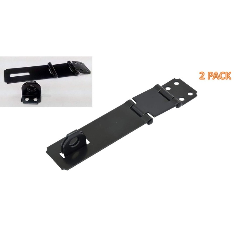 QCAA Double Hinge HASP and Staple Fixed, 3-1/2", Steel, Black,