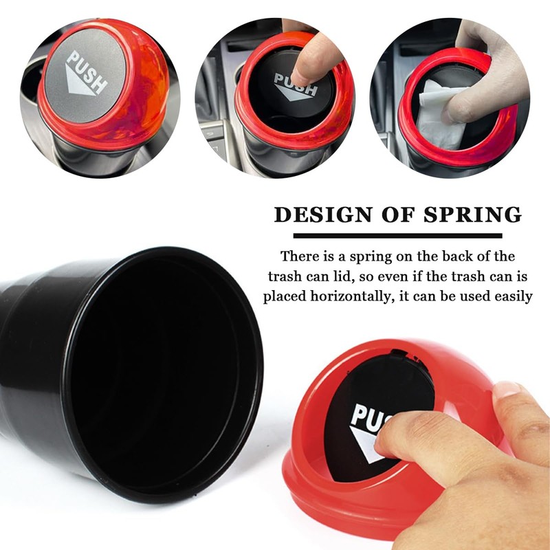 JUSTTOP Car Trash Can with Lid, Mini Leakproof Car Cup