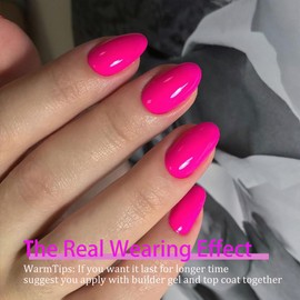 Soft Gel Nail Tips Short Almond Gel X Nails, 300Pcs Pre-applied Tip Primer Gel X Nail Tips Short Oval, Natural Hot Pink Colored Gel Tips Acrylic Fake Nails Extensions False Nails Press ons for DIY