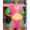 UOUA Women's 80s Color Block Outfits 2 Piece Tracksuit 90s