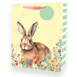 AKH® Easter Gift Bag | 23CM x 18CM x 10CM | Medium Easter Bunny Themed Gift Bag with Handles | Perfect for Treats, Egg Hunts & Party Favors (Design E)