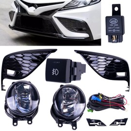 Tiny Force Pair LED Fog Light Lamps Kit Compatible With Toyota Camry (Hybrid) SE XSE 2021-2024(Not Fit Other Models) With Cover + Switch + Wiring ‎Replaces TO1039243 TO1038243 TO1039242 TO1038242