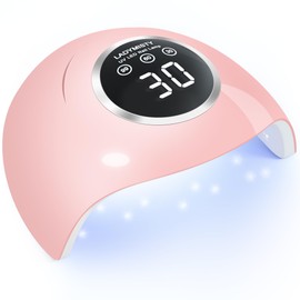LadyMisty - Lámpara de uñas LED UV de 72 W para esmalte de uñas con 18 abalorio, 3 ajustes de temporizador y visualización táctil LCD, sensor automático, uñas profesionales, color rosa