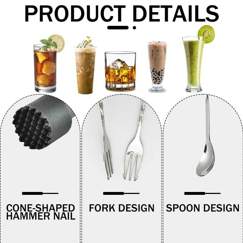 EORPAVU Cocktail Sets 2 PC Cocktail Stirrers with 1 PC