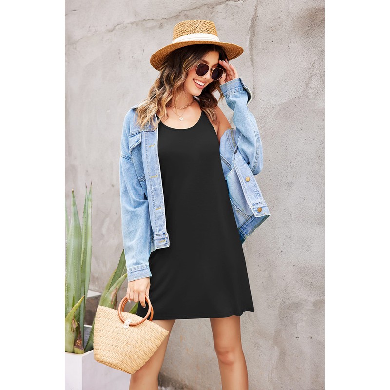 Ekouaer - Camisón sin mangas con espalda cruzada para mujer,