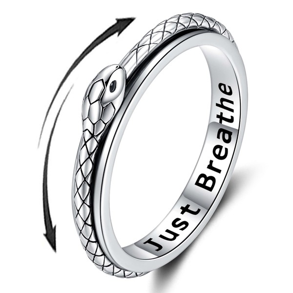 SOLOLIKE Anxiety Rings for Women: Sterling Silver Snake Spinner Ring