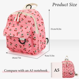 Energather Mini Backpack, Small Corduan Women's Backpack for Women and Girls, Cute Women's Small Backpack Girls with Cherry Motifs for Shopping, Travel, Walking, yellow, S