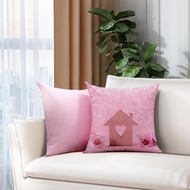 Thmyo 2 Pack 100% Cotton Solid Decorative Square Throw Pillow Covers Christmas DIY Throw Pillowcase Blank Sublimation Pillow Cases Heat Transfer Pillow Covers Cushion Covers(16x16 inch/40x40cm, Pink)