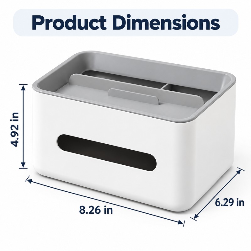 Multifunctional Tissue Box Holder – Plastic Desk Organizer with Remote