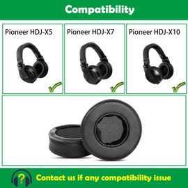 ACCOUTA Earpads Cushion Compatible with Pioneer HDJ-X5 HDJ-X7 DJ HDJ-X10 Headphones Ear pads replacement with Softer Protein Leather and Memory Foam