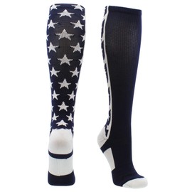 MadSportsStuff All Stars Over the Calf Socks (Navy/White, Medium)