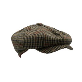 WALKER AND HAWKES - Men's Brown Grey Classic Baker Boy Style 8-Panel Tommy Baker Cap - Brown Check - 2XL (61cm)