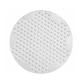 Circle Shower Mat,Round Non-slip Bathroom Mat With Suction Cup Smooth Surface,Comfortable Massage Function,Children's Blue Shower Mat, With Drain Hole Machine Washable (Round head white)