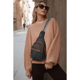 Quilted Leather Small Crossbody Bags for Women Men, Cross body Sling Bag Purse for Women One Strap Backpack Travel