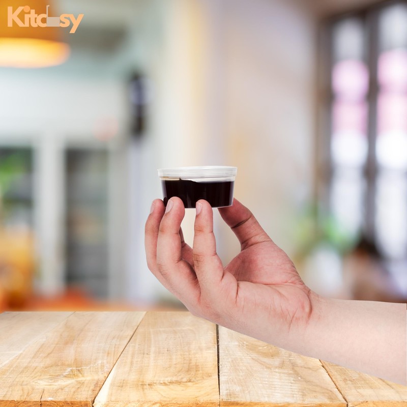 Kitchsy [Pack of 50 Leak-Proof Plastic Condiment Souffle Containers with