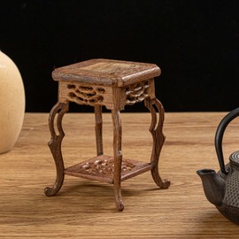 THY COLLECTIBLES Beautiful Hand Craft Rosewood Oriental Vase Stand for Small Vases and Plants (L5in x W5in x H7.75in)