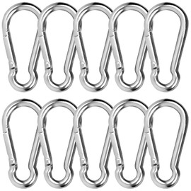 10 x Snap Hooks, LISOPO M6 Carabiner Heavy Duty 304 Stainless Steel, Carabiner Snap Hook Carabiner Keychain Clips for Outdoor, Camping, Hiking for Lifting aids and Handles with an Eyelet