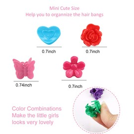 Norbiarz 200pcs Mini Flower Hair Clips For Women Butterfly Hair Accessories Fashion Cute Rose Heart Claw Barrettes Assorted Color 90s Y2K Small Hairclip For Toddlers Baby Girls Kids Teens