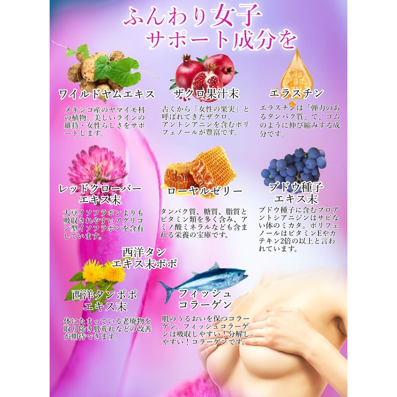 【訳あり】アニエル/ANIERU グラマラスレスキューWOM 60粒 GLAMOROUS エラスチン ワイルドヤム ザクロ果汁 フィッシュコラーゲン