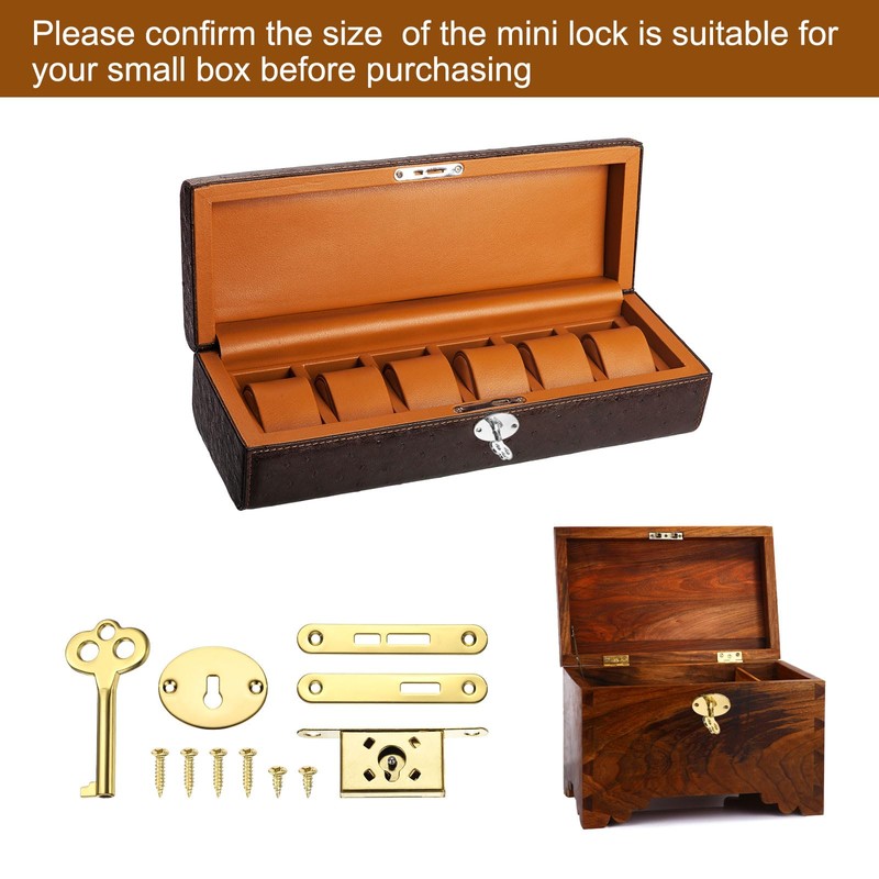 sourcing map Vintage Full Mortise Mini Locks with Key Set