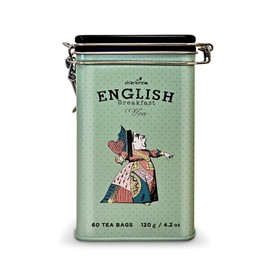 Charbrew Tea Tin English Breakfast Queen of Hearts, Alice in Wonderland 60 Teabags