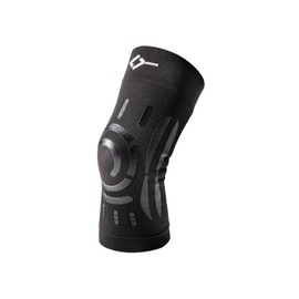 FLOKY Knee Support Biomechanical Knee Support - Multisport - Stabilises Knee and Patella - Protects Ligaments and Patella Tendon - Joint Support - Reduces Trauma and Infections (Black, XS